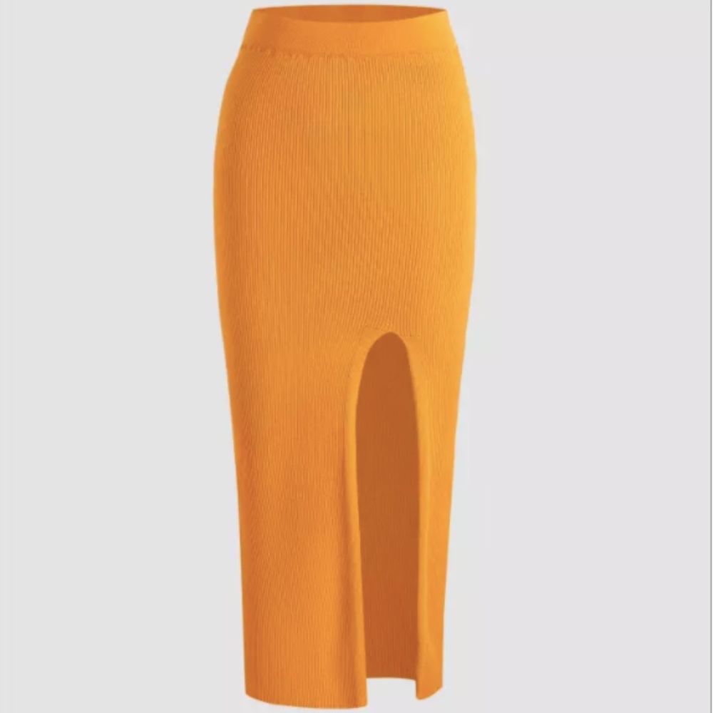 Solid Slit Bodycon Skirt